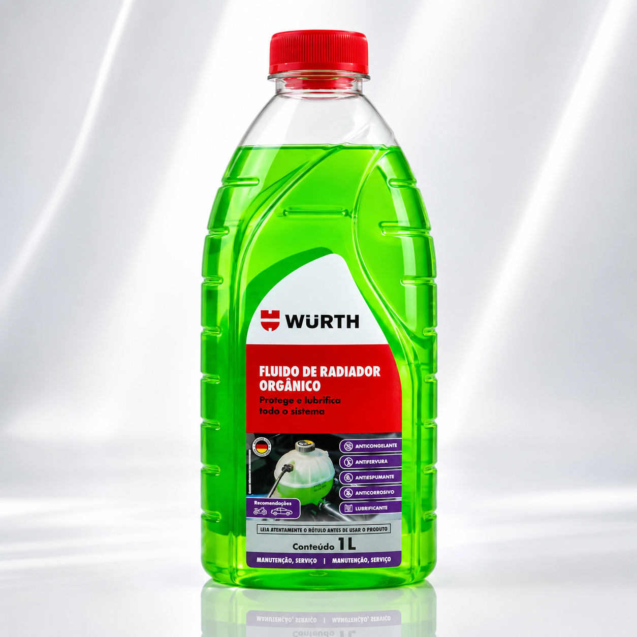 Fluido para Radiador Orgânico Verde Wurth 1L – Pronto para Uso
